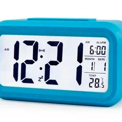 Ceas cu termomentru si alarma albastru