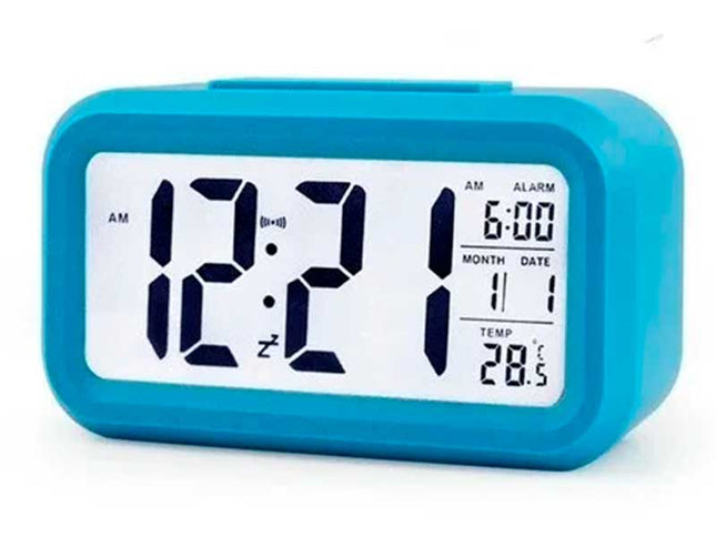 Ceas cu termomentru si alarma albastru