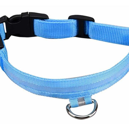 Zgarda caine cu leduri albastra 32-37cm