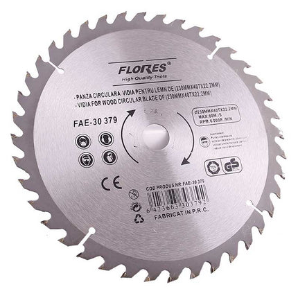 Panza circular vidia pentru lemn 40T 125X40TX22.2MM