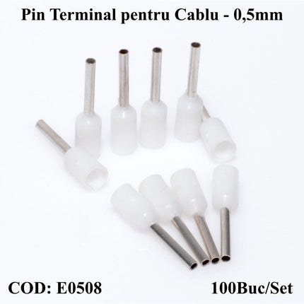 Pin terminali cablu E0508 alb set