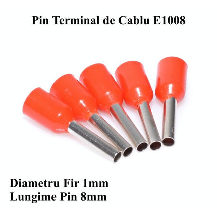 Pin terminali cablu E1008 rosu set