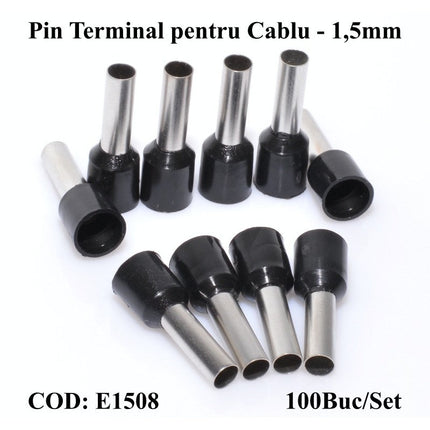Pin terminali cablu E1508 negru set
