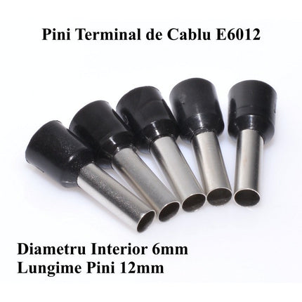 Pin terminali cablu E6012 negru set