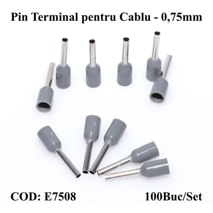Pin terminali cablu E7508 gri set