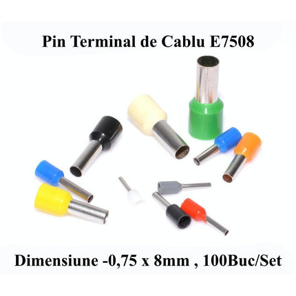 Pin terminali cablu E7508 gri set