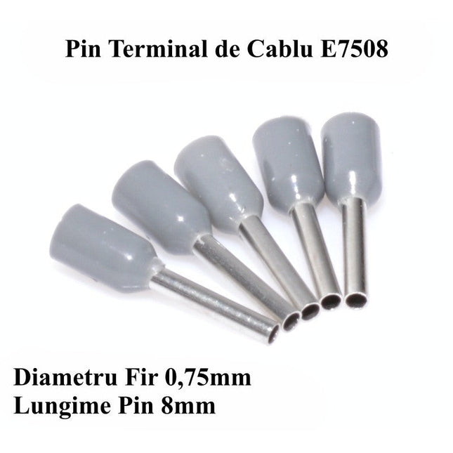 Pin terminali cablu E7508 gri set