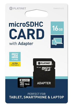 MicroSDHC 16Gb Platinet cu adaptor clasa 10