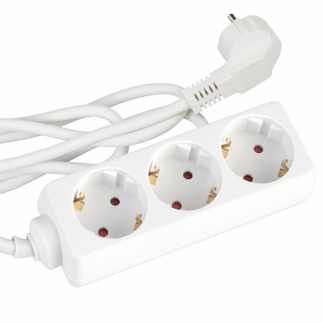 Prelungitor 1.5 metri cu 3 Schuko, Cablu 3x 1.5mm, Culoare Alb, Putere 3500W 16A, Arcas 927 01003