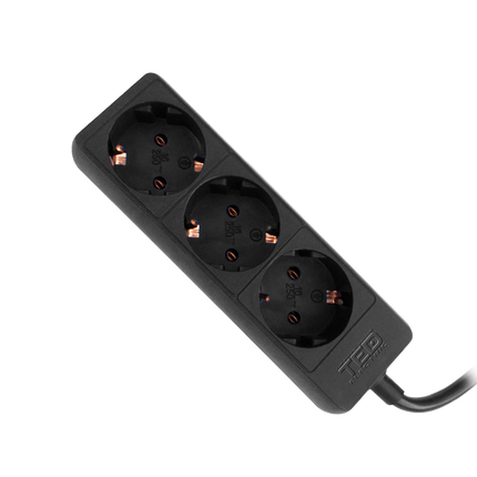 Prelungitor 1.5 metri cu 3 Schuko, Cablu 3x 1.5mm, Culoare Negru, Putere 3680W 16A, TED Electric TED001870
