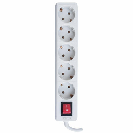 Prelungitor 3 metri 5 prize schuko + intrerupator cablu 3x1,5mm ALB (1/40) TED006394 NEW