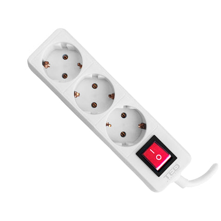 Prelungitor 3 prize cu intrerupator, 3 x 1mm 5 metri ALB, TED