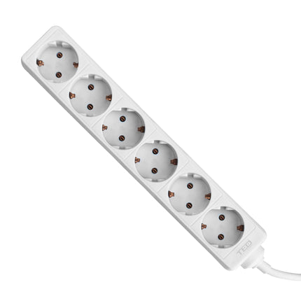 Prelungitor 5 metri cu 6 Schuko, Cablu 3x 1.5mm, Culoare Alb, Putere 3680W 16A, TED Electric TED000880