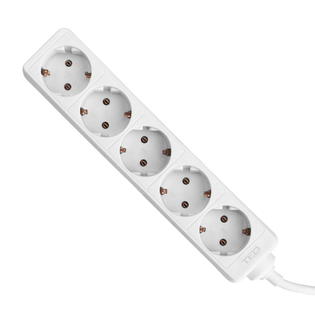 Prelungitor 3 metri cu 5 Schuko, Cablu 3x 1.5mm, Culoare Alb, Putere 3680W 16A, TED Electric TED001900