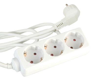Prelungitor 1.5 metri cu 3 Schuko, Cablu 3x 1.5mm, Culoare Alb, Putere 3500W 16A, Arcas 927 01003
