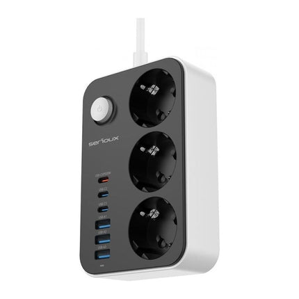 Prelungitor cu protectie Serioux SRXP-PS36B, 3 prize Schuko + 6 porturi USB (3x USB-C, 3x USB-A), 1.6 m - imagine 3
