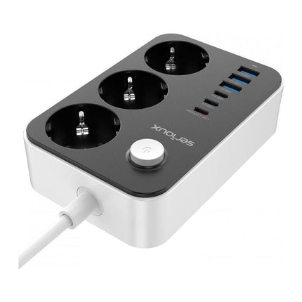 Prelungitor cu protectie Serioux SRXP-PS36B, 3 prize Schuko + 6 porturi USB (3x USB-C, 3x USB-A), 1.6 m - imagine 5