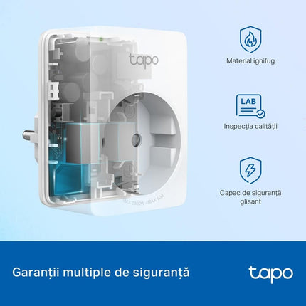 Priza inteligenta Wi-Fi TP-Link Tapo P100M, compatibila Matter, 10 A / 2300 W, programare - imagine 3