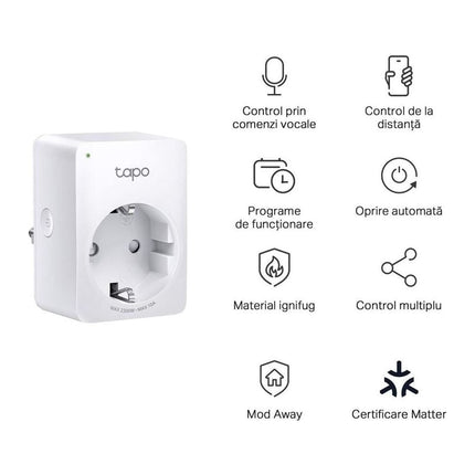 Priza inteligenta Wi-Fi TP-Link Tapo P100M, compatibila Matter, 10 A / 2300 W, programare - imagine 4