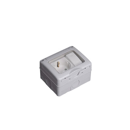 Priza simpla PT schuko antigron cu capac + Intrerupator MOD IP55 SPN1309