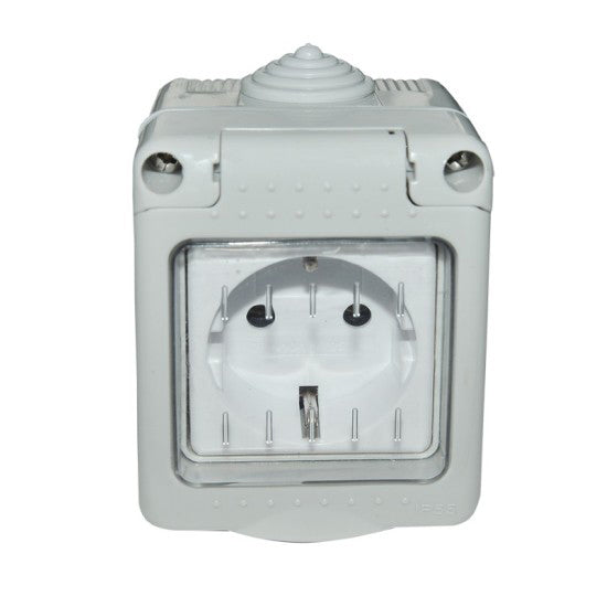 Priza simpla PT schuko antigron cu capac MOD IP55 SPN1301