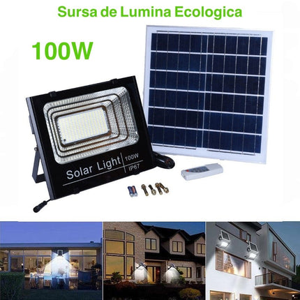 Proiector Solar Panou Independent Telecomanda -