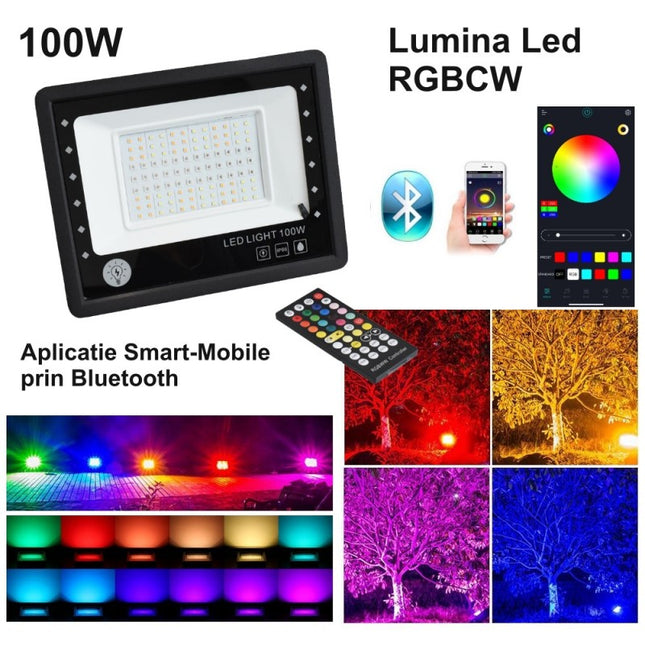 Proiector LED Inteligent RGBCW 100W, Control 100W Bluetooth - Iluminat LED