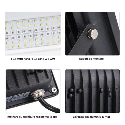 Proiector LED Inteligent RGBCW 60W, Control 60W Bluetooth