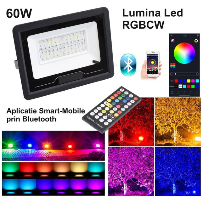 Proiector LED Inteligent RGBCW 60W, Control 60W Bluetooth - Iluminat LED