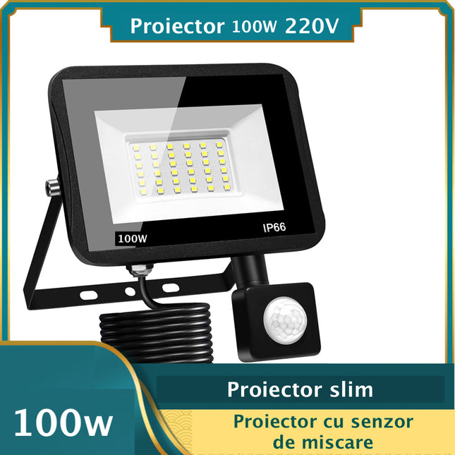 Proiector slim led SMD 100W senzor IP66