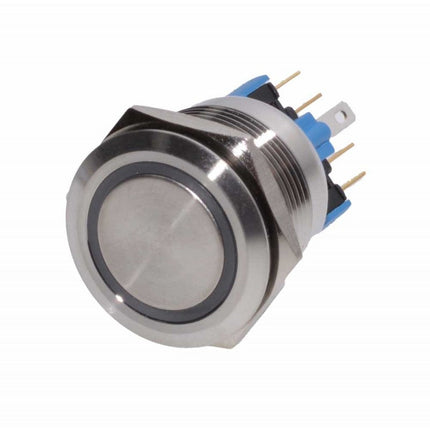 Buton metalic push led albastru 22mm 24V