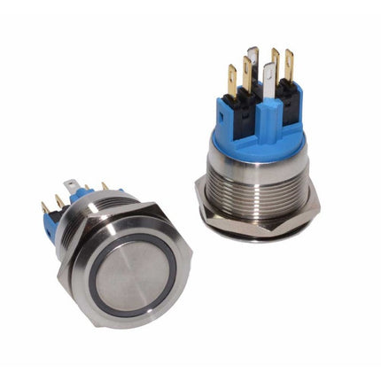 Buton metalic push led rosu 22mm 24V