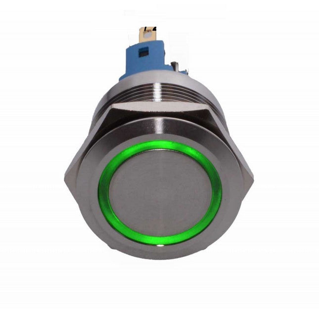 Buton metalic push led verde 22mm 24V
