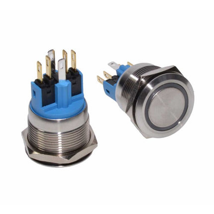 Buton metalic push led verde 25mm 24V