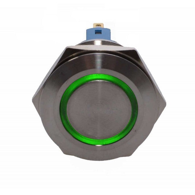Buton metalic push led verde 25mm 24V