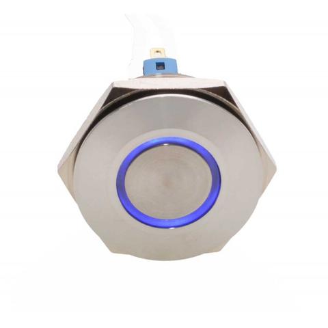 Buton metalic push led albastru 30mm 24V - Aparataj electric
