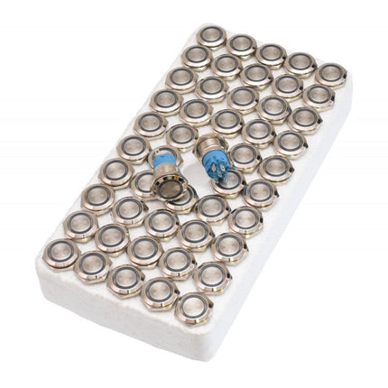 Buton metalic push led albastru 19mm 24V
