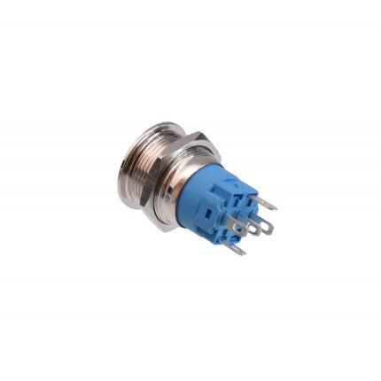 Buton metalic push led albastru 19mm 24V