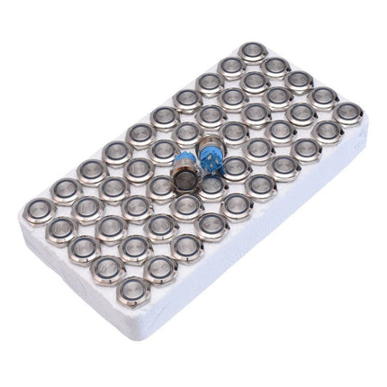 Buton metalic push led albastru 19mm 24V