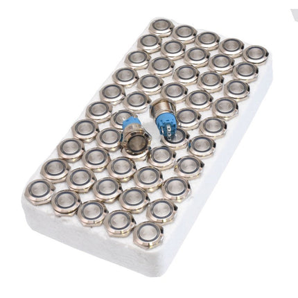 Buton metalic push led albastru 19mm 24V