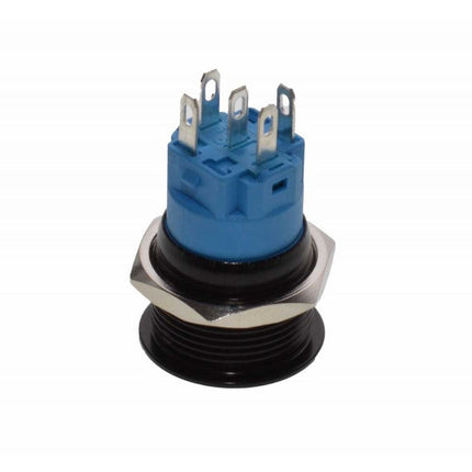 Buton push retinere negru led rosu 19mm 12v