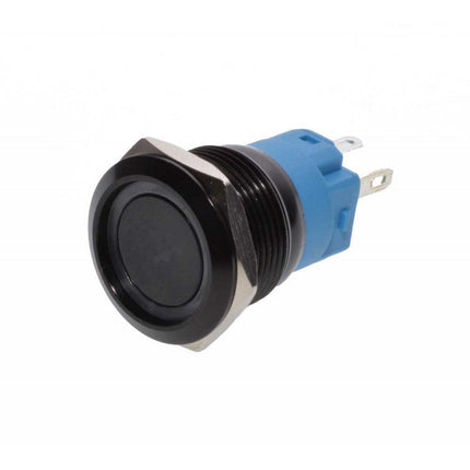 Buton push retinere negru led verde 19mm 12v