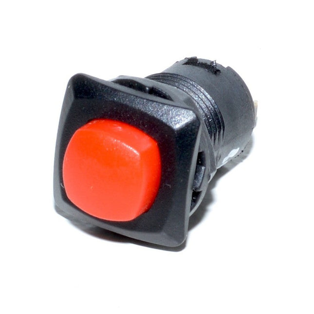 Buton intrerupator patrat push retinere rosu