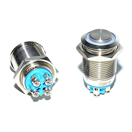 Buton metalic prin apasare led rosu 19mm 220V