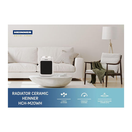 Radiator ceramic Heinner HCH-M20WH, 2000 W, 3 trepte, termostat, protectie la rasturnare - imagine 6