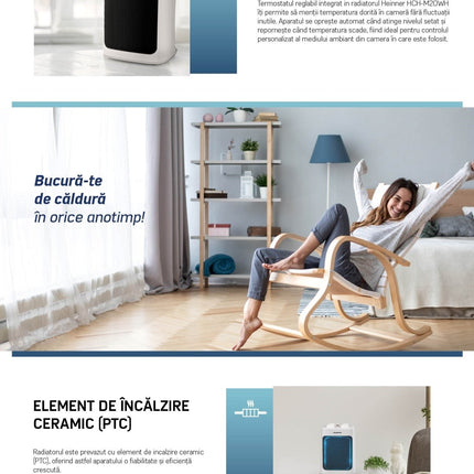 Radiator ceramic Heinner HCH-M20WH, 2000 W, 3 trepte, termostat, protectie la rasturnare - imagine 8