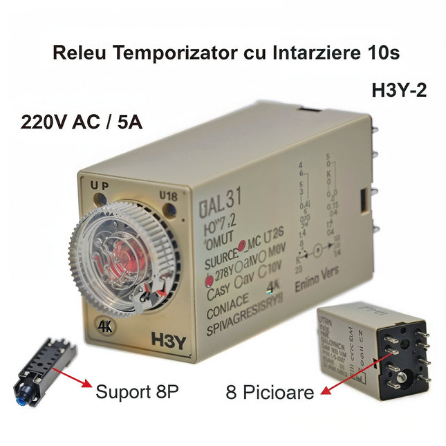 Releu timp 8p H3Y-2 mini intarziere - Aparataj electric