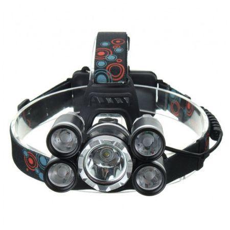 Lanterna cap 5 led-uri acumulatori inclusi led