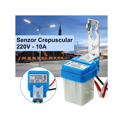 Senzor crepuscular alb/albastru 220V 10A