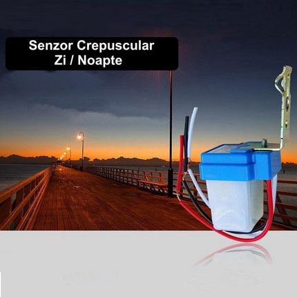 Senzor crepuscular 12V, alb/albastru 12V
